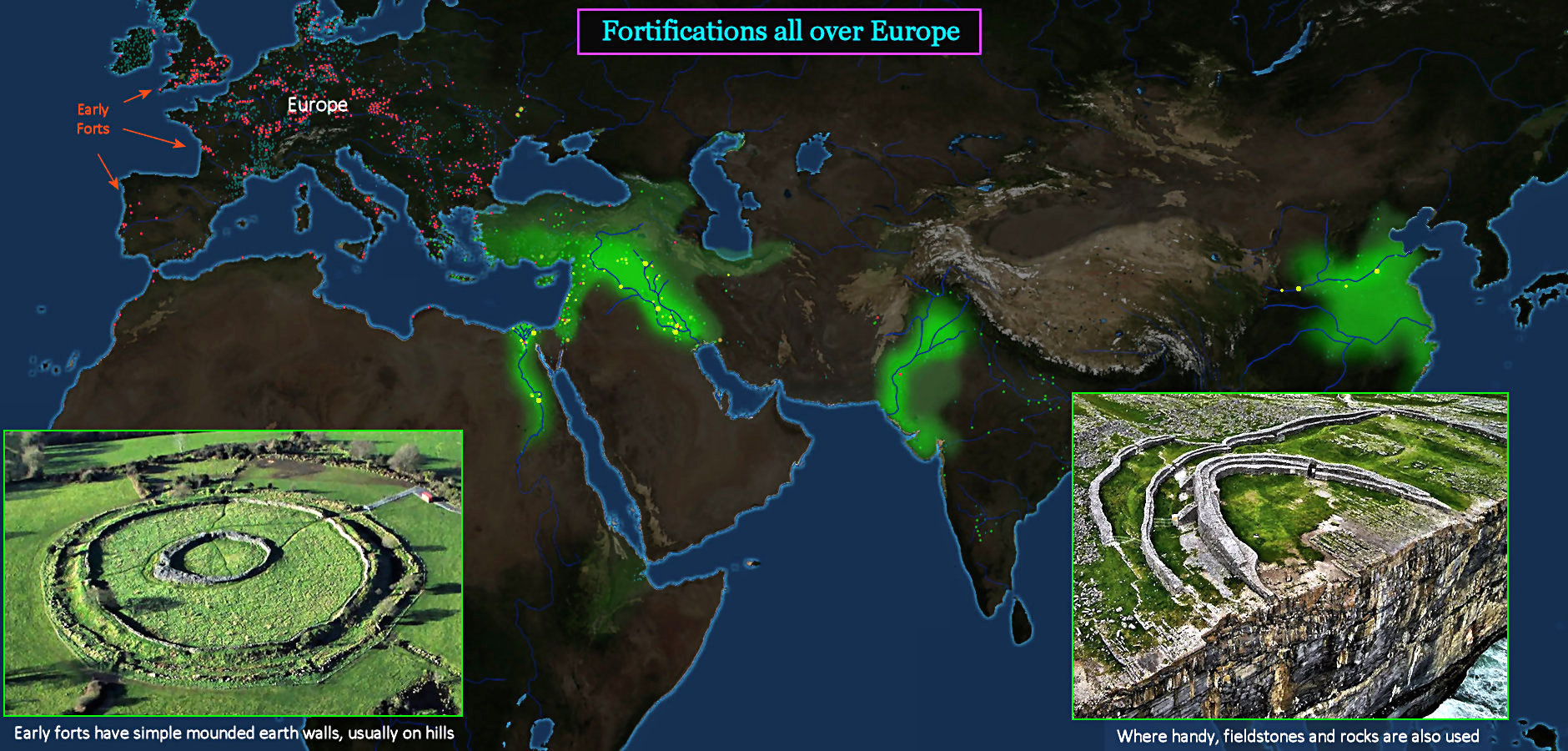 Early fortifications, 1000 BC map